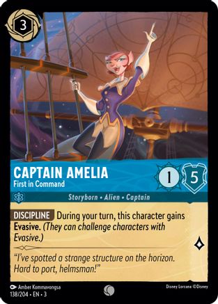 Captain Amelia - First in Command (138/204) [Into the Inklands] Lorcana Single Disney