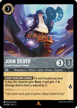 John Silver - Greedy Treasure Seeker (176/204) [Into the Inklands] Cold Foil Lorcana Single Disney