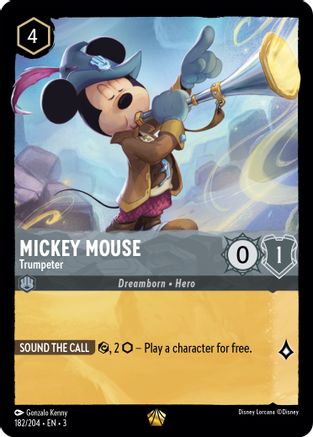 Mickey Mouse - Trumpeter (182/204) [Into the Inklands] Cold Foil Lorcana Single Disney
