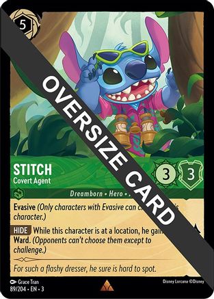 Stitch - Covert Agent (Oversized) (89/204) [Into the Inklands] Cold Foil Lorcana Single Disney