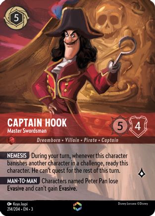 Captain Hook - Master Swordsman (Enchanted) (214/204) [Into the Inklands] Holofoil Lorcana Single Disney