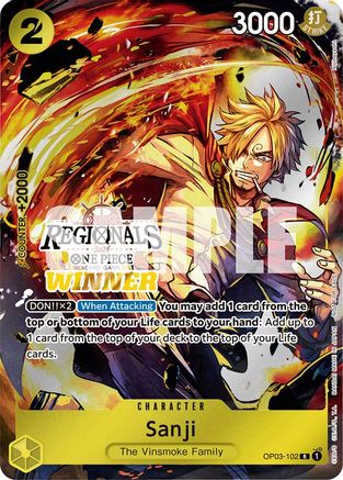 Sanji (Online Regional 2024) [Winner] (OP03-102) [One Piece Promotion Cards] Foil One Piece Single Bandai