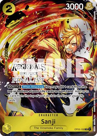 Sanji (Offline Regional 2024) [Finalist] (OP03-102) [One Piece Promotion Cards] Foil One Piece Single Bandai