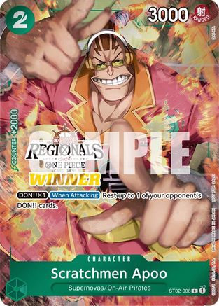Scratchmen Apoo (Online Regional 2024) [Winner] (ST02-008) [One Piece Promotion Cards] Foil One Piece Single Bandai