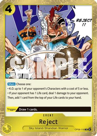 Reject (OP06-116) [Wings of the Captain] Foil One Piece Single Bandai