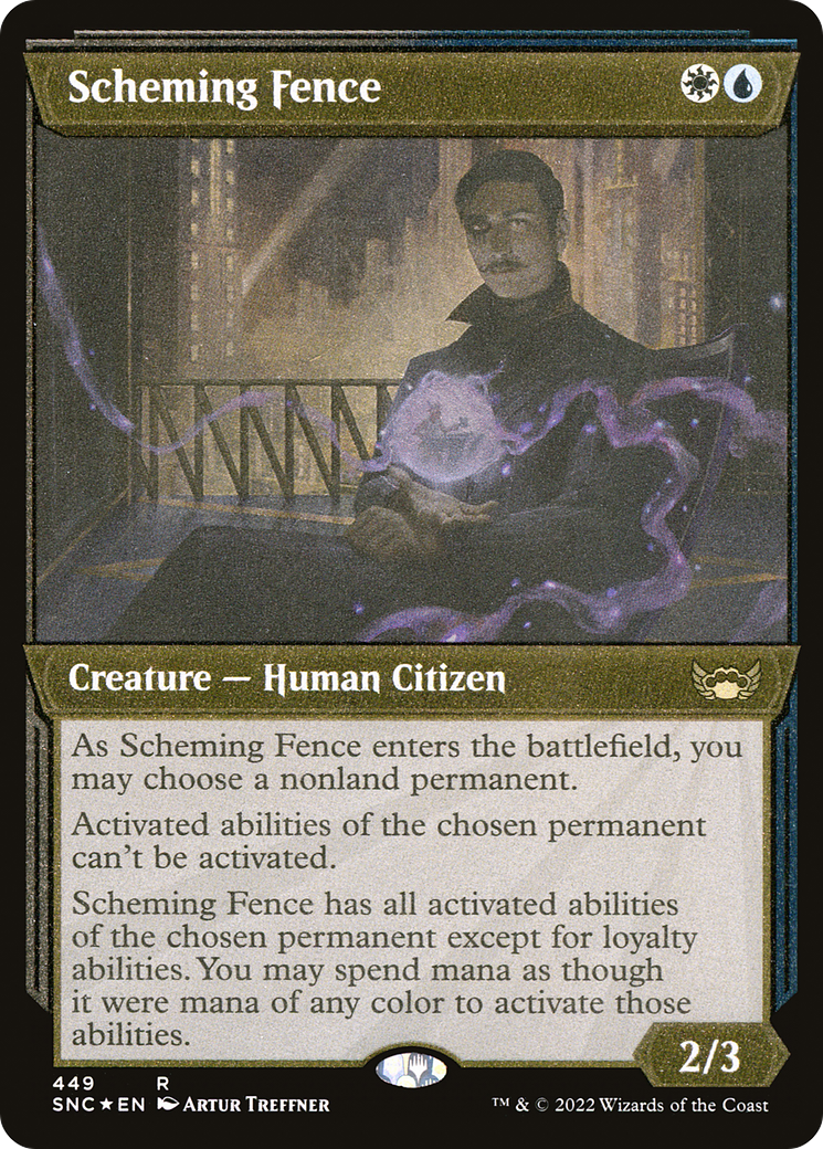 Scheming Fence (Foil Etched) (SNC-449) [Streets of New Capenna] (Showcase) Foil MTG Single Wizards of the Coast
