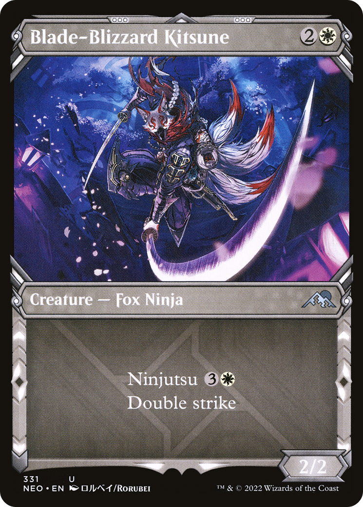 Blade-Blizzard Kitsune (Showcase Ninja) [Kamigawa: Neon Dynasty] MTG Single Magic: The Gathering