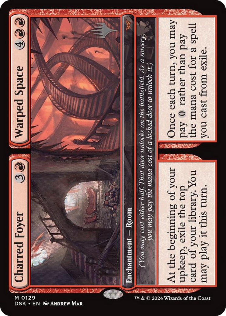 Charred Foyer // Warped Space (PPDSK-129) [Duskmourn: House of Horror Promos] Foil MTG Single Wizards of the Coast