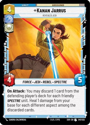 Kanan Jarrus - Revealed Jedi (047/252)[Spark of Rebellion] Star Wars: Unlimited Single Disney