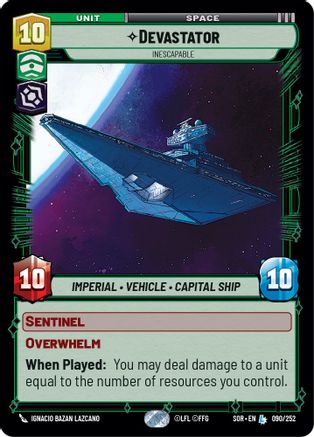 Devastator - Inescapable (090/252)[Spark of Rebellion] Star Wars: Unlimited Single Disney