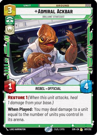 Admiral Ackbar - Brilliant Strategist (097/252)[Spark of Rebellion] Star Wars: Unlimited Single Disney