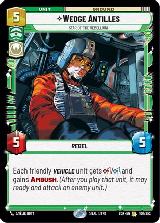 Wedge Antilles - Star of the Rebellion (100/252)[Spark of Rebellion] Star Wars: Unlimited Single Disney