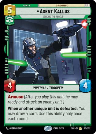 Agent Kallus - Seeking the Rebels (115/252)[Spark of Rebellion] Star Wars: Unlimited Single Disney