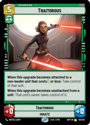 Traitorous (122/252)[Spark of Rebellion] Star Wars: Unlimited Single Disney