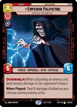 Emperor Palpatine - Master of the Dark Side (135/252)[Spark of Rebellion] Foil Star Wars: Unlimited Single Disney
