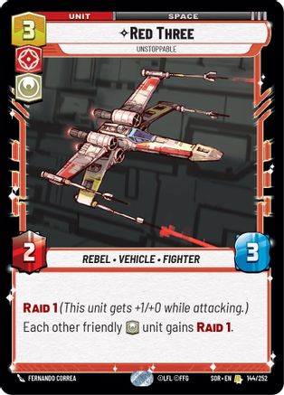 Red Three - Unstoppable (144/252)[Spark of Rebellion] Foil Star Wars: Unlimited Single Disney