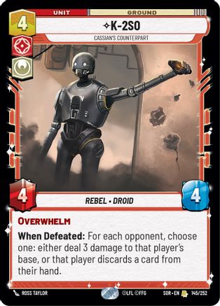 K-2SO - Cassian's Counterpart (145/252)[Spark of Rebellion] Foil Star Wars: Unlimited Single Disney