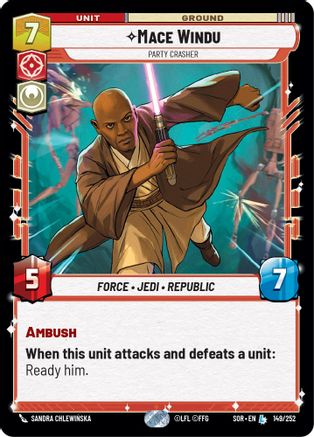 Mace Windu - Party Crasher (149/252)[Spark of Rebellion] Foil Star Wars: Unlimited Single Disney