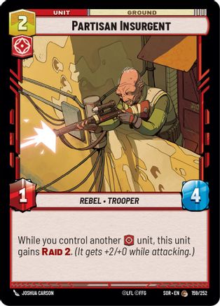 Partisan Insurgent (159/252)[Spark of Rebellion] Foil Star Wars: Unlimited Single Disney