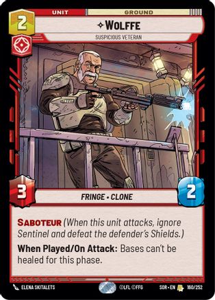 Wolffe - Suspicious Veteran (160/252)[Spark of Rebellion] Foil Star Wars: Unlimited Single Disney