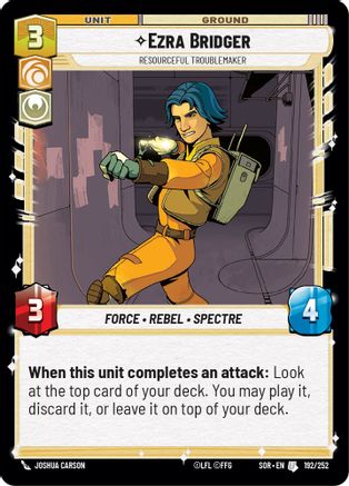 Ezra Bridger - Resourceful Troublemaker (192/252)[Spark of Rebellion] Star Wars: Unlimited Single Disney