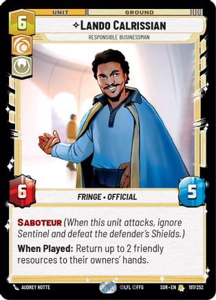 Lando Calrissian - Responsible Businessman (197/252)[Spark of Rebellion] Star Wars: Unlimited Single Disney