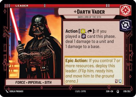 Darth Vader - Dark Lord of the Sith (010/252)[Spark of Rebellion] Star Wars: Unlimited Single Disney