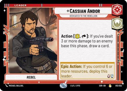 Cassian Andor - Dedicated to the Rebellion (013/252)[Spark of Rebellion] Star Wars: Unlimited Single Disney