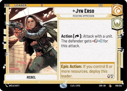 Jyn Erso - Resisting Oppression (018/252)[Spark of Rebellion] Star Wars: Unlimited Single Disney