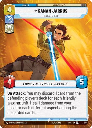 Kanan Jarrus - Revealed Jedi (Hyperspace) (313)[Spark of Rebellion] Star Wars: Unlimited Single Disney