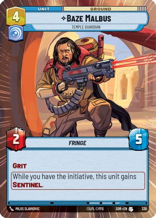 Baze Malbus - Temple Guardian (Hyperspace) (330)[Spark of Rebellion] Star Wars: Unlimited Single Disney