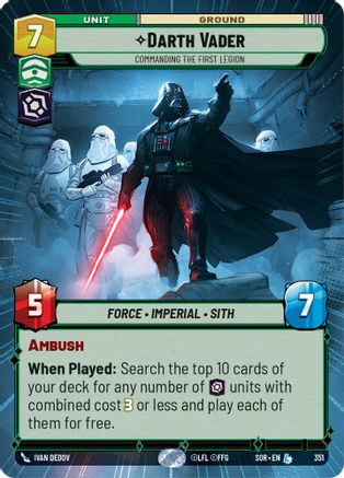 Darth Vader - Commanding the First Legion (Hyperspace) (351)[Spark of Rebellion] Foil Star Wars: Unlimited Single Disney