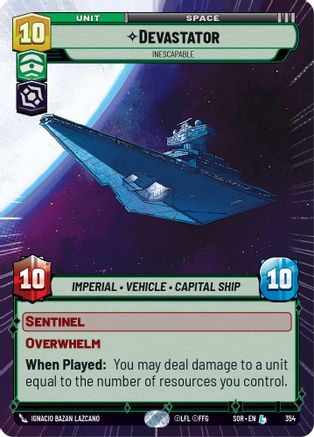 Devastator - Inescapable (Hyperspace) (354)[Spark of Rebellion] Foil Star Wars: Unlimited Single Disney