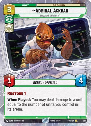 Admiral Ackbar - Brilliant Strategist (Hyperspace) (361)[Spark of Rebellion] Foil Star Wars: Unlimited Single Disney