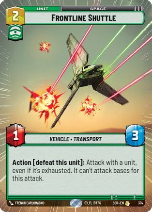 Frontline Shuttle (Hyperspace) (374)[Spark of Rebellion] Star Wars: Unlimited Single Disney