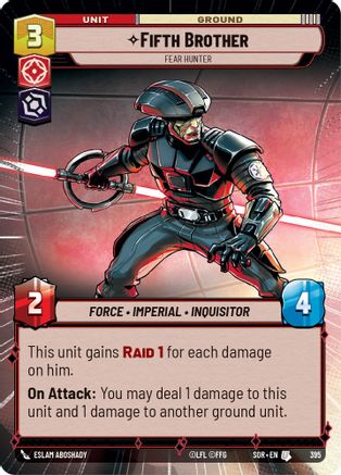 Fifth Brother - Fear Hunter (Hyperspace) (395)[Spark of Rebellion] Foil Star Wars: Unlimited Single Disney