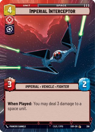 Imperial Interceptor (Hyperspace) (396)[Spark of Rebellion] Star Wars: Unlimited Single Disney