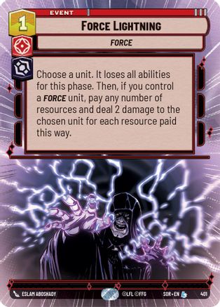 Force Lightning (Hyperspace) (401)[Spark of Rebellion] Star Wars: Unlimited Single Disney