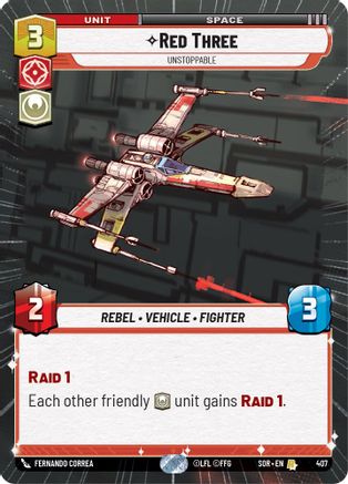 Red Three - Unstoppable (Hyperspace) (407)[Spark of Rebellion] Star Wars: Unlimited Single Disney