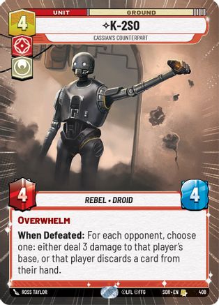 K-2SO - Cassian's Counterpart (Hyperspace) (408)[Spark of Rebellion] Foil Star Wars: Unlimited Single Disney