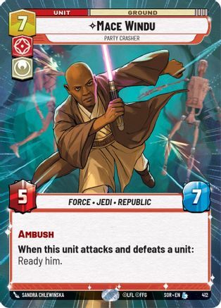 Mace Windu - Party Crasher (Hyperspace) (412)[Spark of Rebellion] Star Wars: Unlimited Single Disney