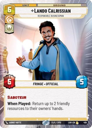 Lando Calrissian - Responsible Businessman (Hyperspace) (459)[Spark of Rebellion] Star Wars: Unlimited Single Disney