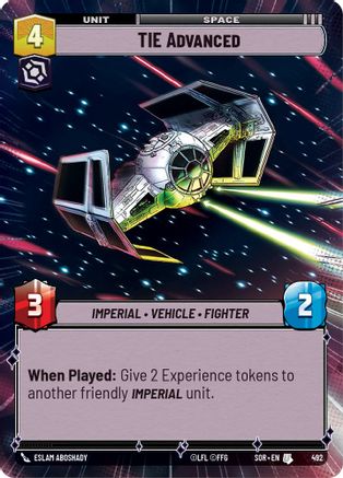 TIE Advanced (Hyperspace) (492)[Spark of Rebellion] Star Wars: Unlimited Single Disney