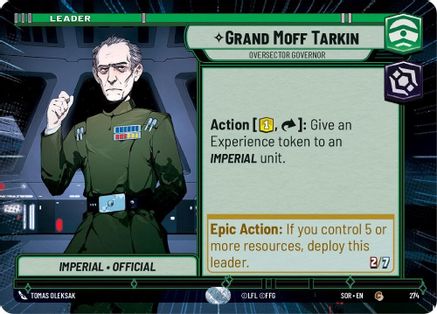 Grand Moff Tarkin - Oversector Governor (Hyperspace) (274)[Spark of Rebellion] Star Wars: Unlimited Single Disney
