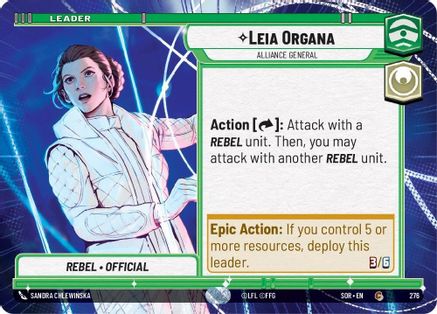 Leia Organa - Alliance General (Hyperspace) (276)[Spark of Rebellion] Star Wars: Unlimited Single Disney