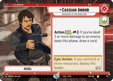 Cassian Andor - Dedicated to the Rebellion (Hyperspace) (279)[Spark of Rebellion] Star Wars: Unlimited Single Disney
