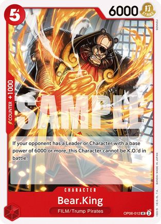 Bear.King (OP06-012) [Wings of the Captain] One Piece Single Bandai