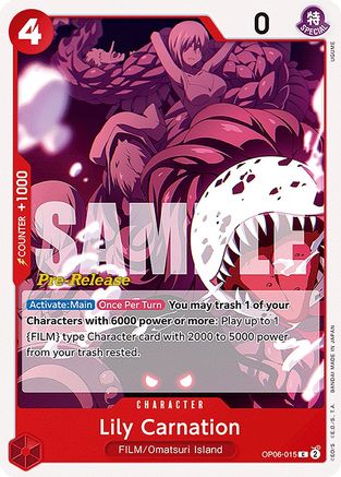 Lily Carnation (OP06-015) [Wings of the Captain Pre-Release Cards] One Piece Single Bandai