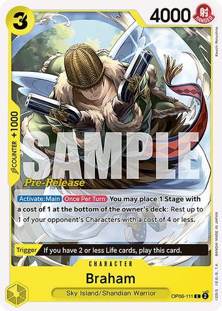 Braham (OP06-111) [Wings of the Captain Pre-Release Cards] One Piece Single Bandai