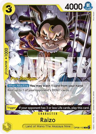Raizo (OP06-112) [Wings of the Captain Pre-Release Cards] One Piece Single Bandai